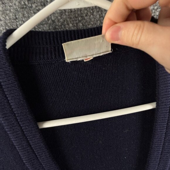 VTG Chemise Lacoste XL Cardigan Men Sweater Navy Blue Buttons Knit Acrylic - Picture 4 of 16